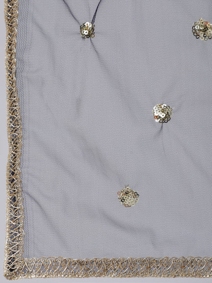 Women Navy Blue Embroidered Flared Kurta With Trouser And Dupatta | LASVINI - Redefining Indian Fashion with Elegance