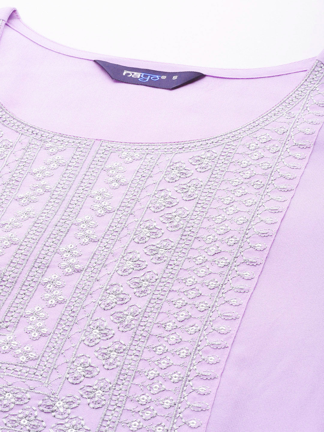 Women Lavender Embroidered Straight Kurta With Palazzo & Dupatta | LASVINI - Redefining Indian Fashion with Elegance