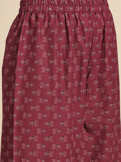 Women Burgundy Embroidered Straight Kurta With Palazzo And Net Dupatta | LASVINI - Redefining Indian Fashion with Elegance