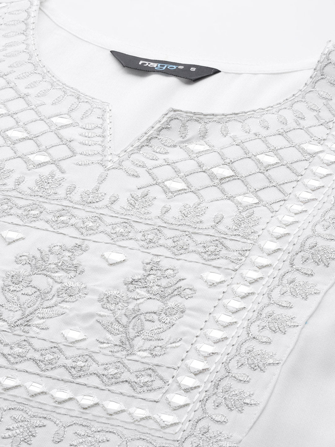 Women White Embroidered Straight Kurta With Palazzo And Net Dupatta | LASVINI - Redefining Indian Fashion with Elegance