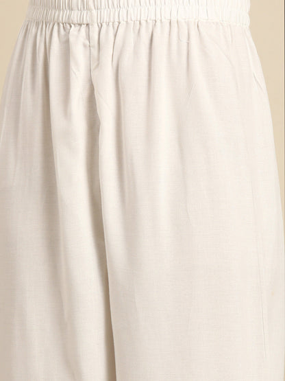 Women White Embroidered Straight Kurta With Palazzo And Net Dupatta | LASVINI - Redefining Indian Fashion with Elegance