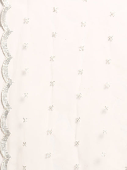 Women White Embroidered Straight Kurta With Palazzo And Net Dupatta | LASVINI - Redefining Indian Fashion with Elegance