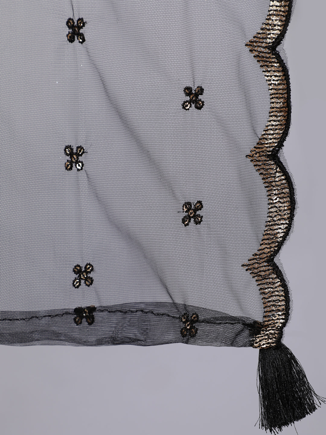 Women Black Embroidered Flared Kurta With Trouser And Dupatta | LASVINI - Redefining Indian Fashion with Elegance