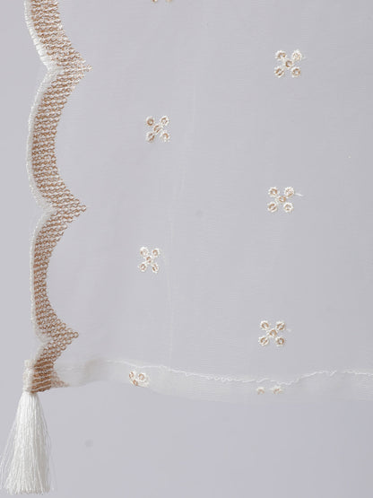 Women White Embroidered Flared Kurta With Trouser And Dupatta | LASVINI - Redefining Indian Fashion with Elegance