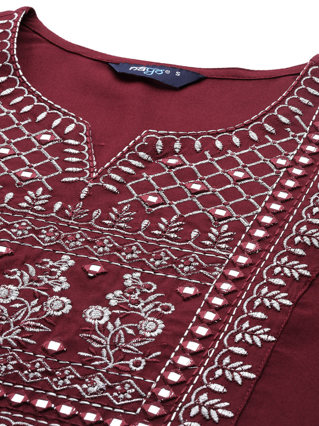 Women Maroon Embroidered Straight Kurta With Palazzo And Net Dupatta | LASVINI - Redefining Indian Fashion with Elegance