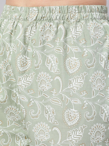 Women Green Embroidered Flared Kurta With Trouser And Dupatta | LASVINI - Redefining Indian Fashion with Elegance