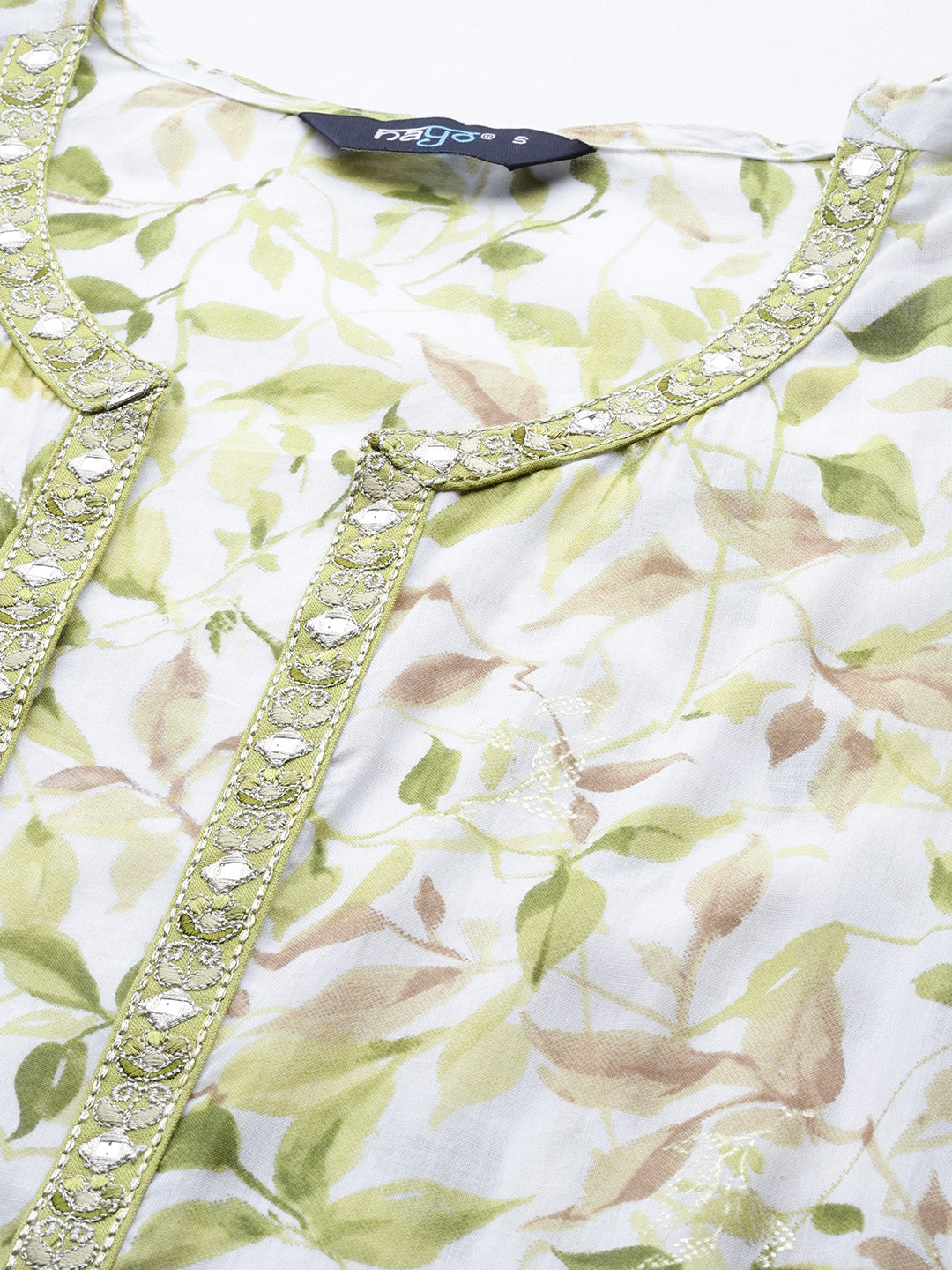 Women Green Embroidered Flared Dress With Printed Jacket | LASVINI - Redefining Indian Fashion with Elegance