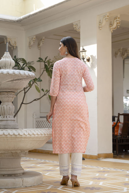 Women Pink Embroidered Straight Kurta With Trouser And Dupatta | LASVINI - Redefining Indian Fashion with Elegance