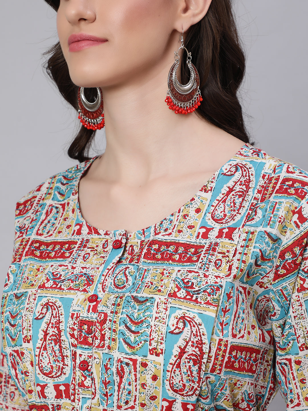 Women Multi Printed Flared Maternity Dress | LASVINI - Redefining Indian Fashion with Elegance