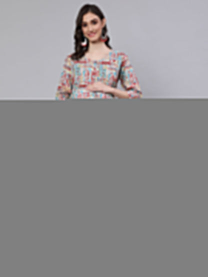 Women Multi Printed Flared Maternity Dress | LASVINI - Redefining Indian Fashion with Elegance