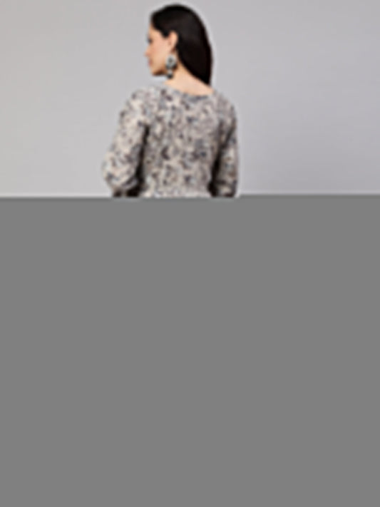 Women Grey Printed Flared Maternity Dress | LASVINI - Redefining Indian Fashion with Elegance