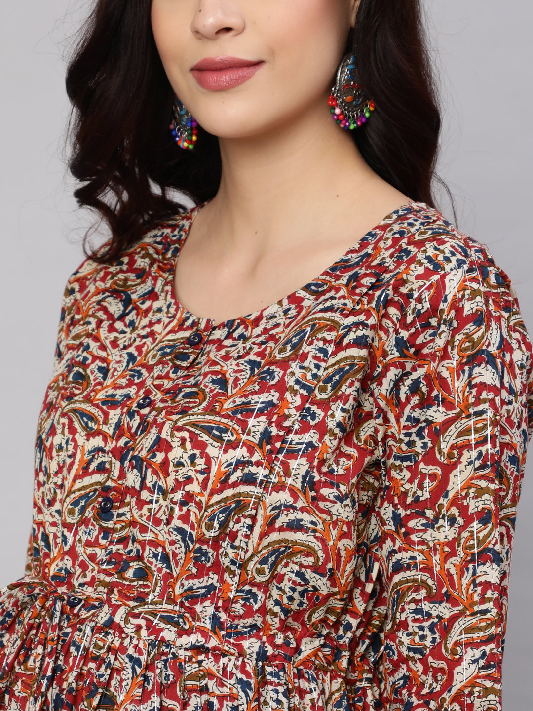 Women Multi Printed Flared Maternity Dress | LASVINI - Redefining Indian Fashion with Elegance