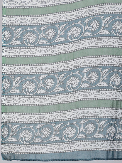 Women Blue Printed Flared Maternity Dress With Dupatta | LASVINI - Redefining Indian Fashion with Elegance