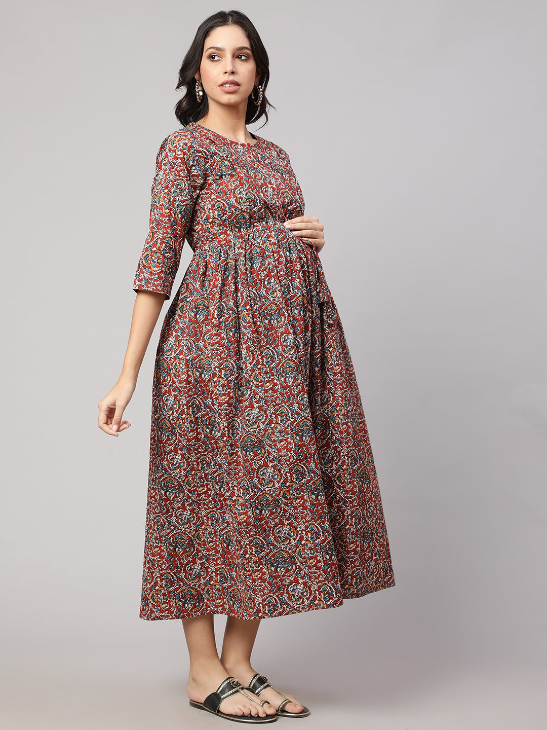 Women Multi Printed Maternity Dress | LASVINI - Redefining Indian Fashion with Elegance
