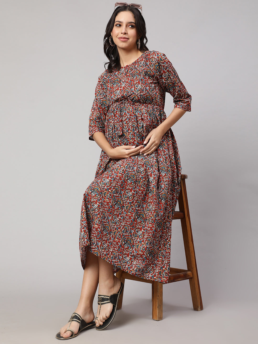 Women Multi Printed Maternity Dress | LASVINI - Redefining Indian Fashion with Elegance