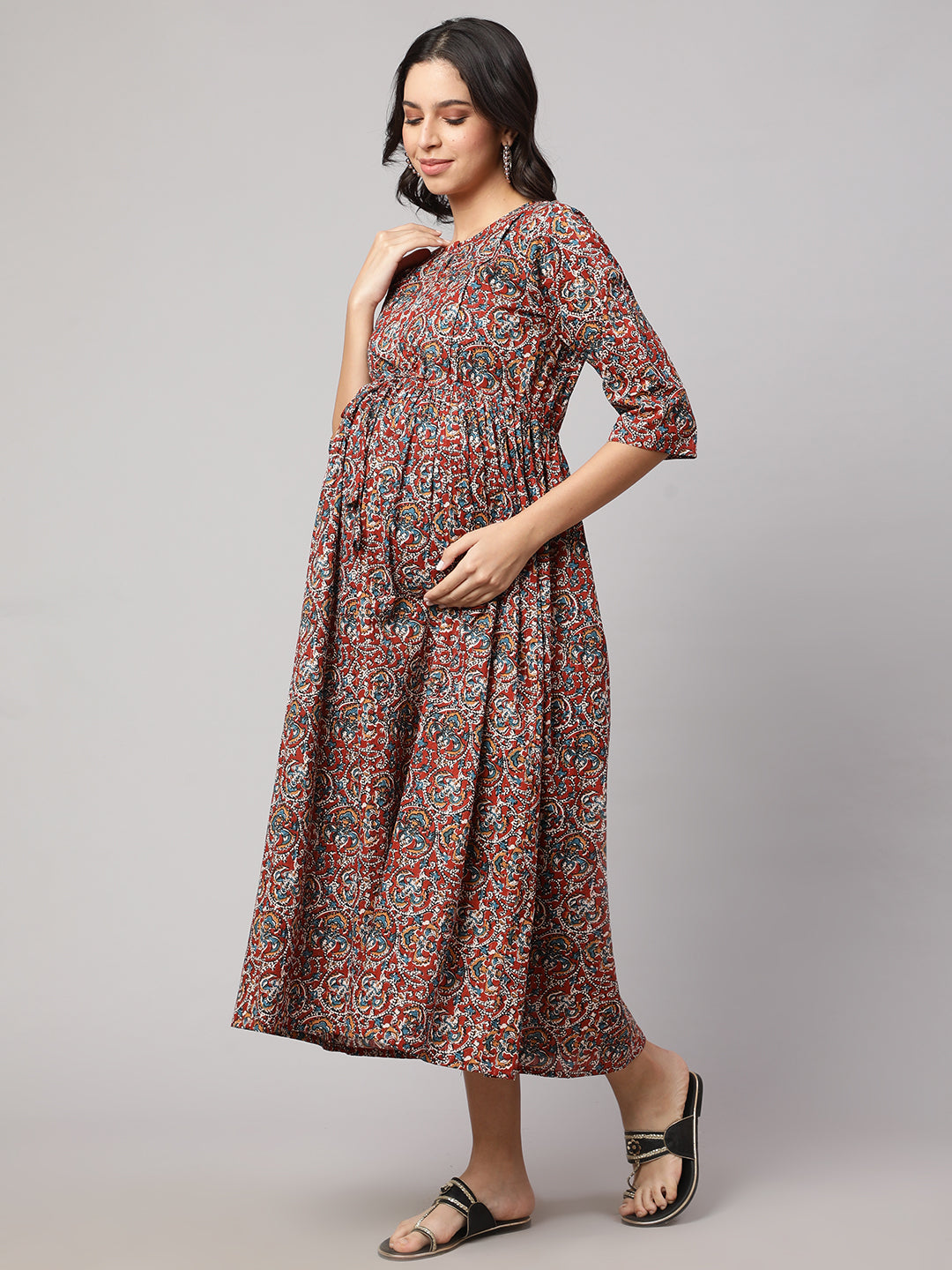 Women Multi Printed Maternity Dress | LASVINI - Redefining Indian Fashion with Elegance