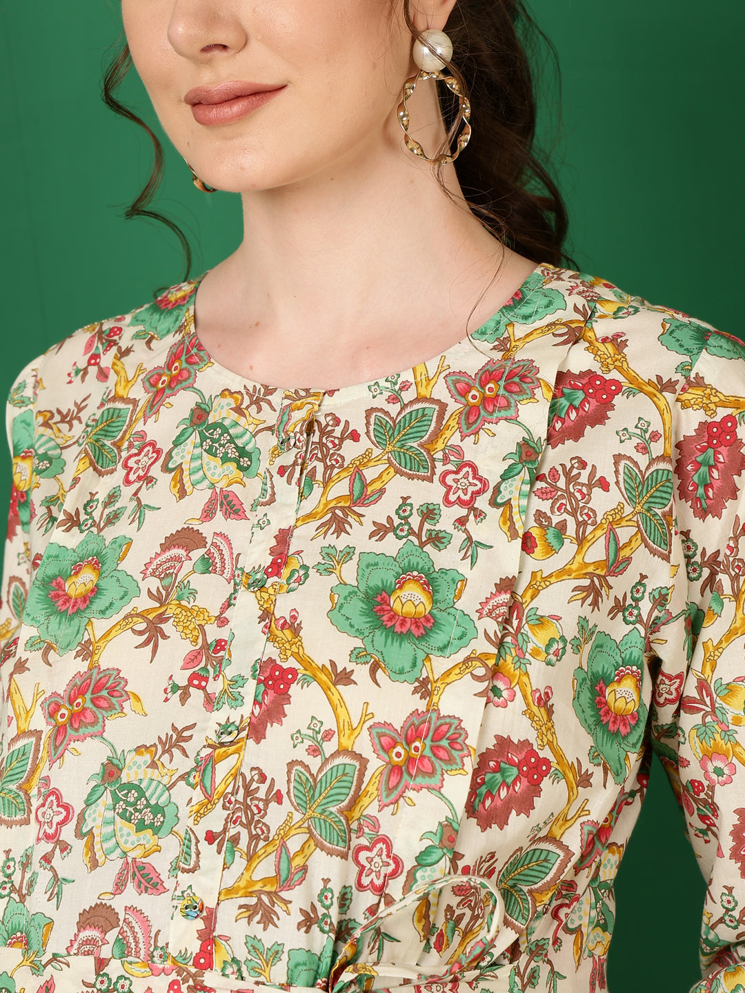 Women Off White Printed Flared Maternity Dress | LASVINI - Redefining Indian Fashion with Elegance