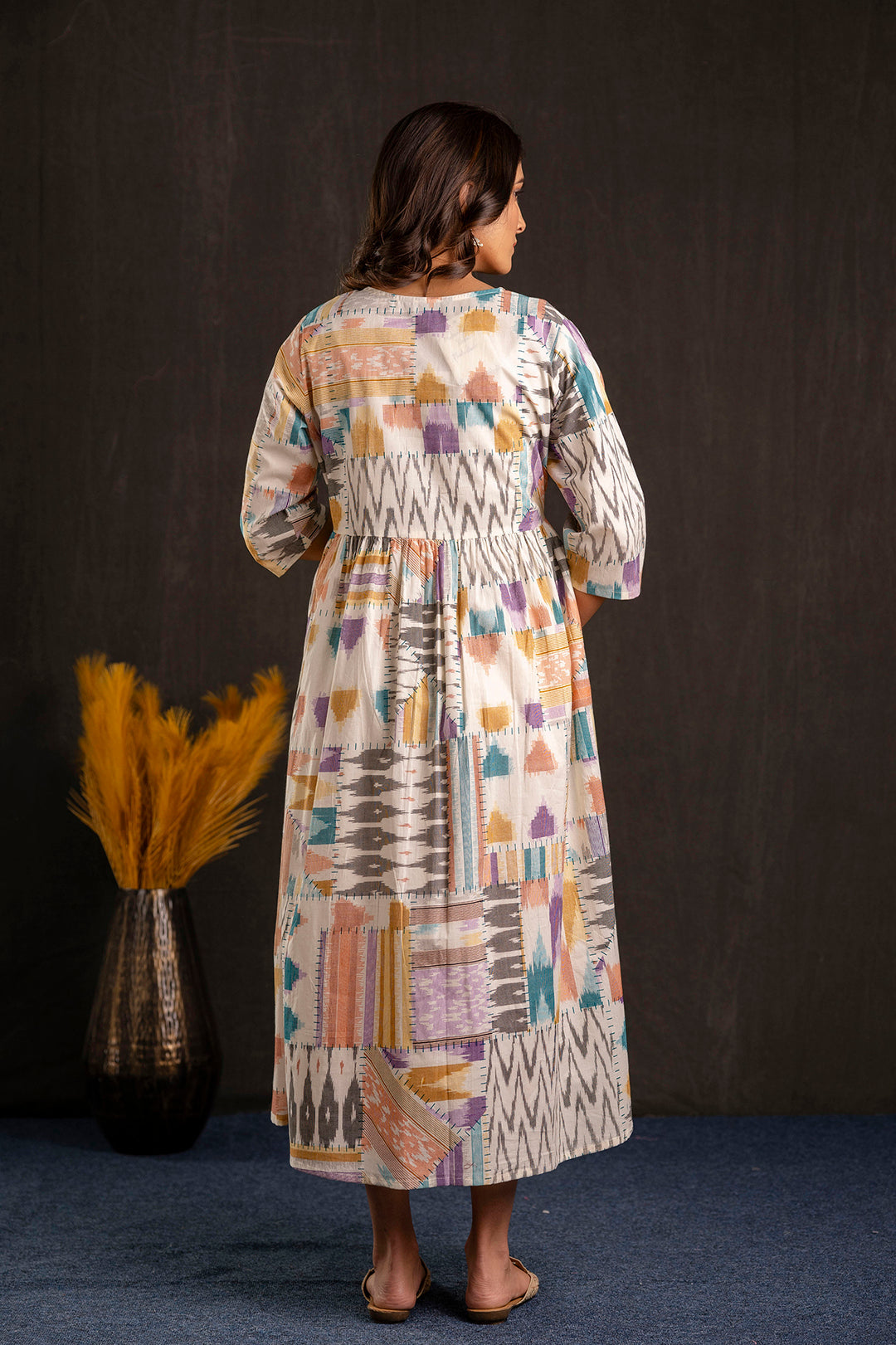 Women Multi Printed Flared Maternity Dress | LASVINI - Redefining Indian Fashion with Elegance