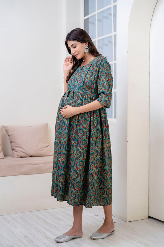 Multi Printed Maternity Dress For Women | LASVINI - Redefining Indian Fashion with Elegance