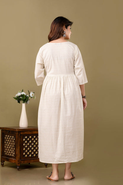 Off White Maternity Dress For Women | LASVINI - Redefining Indian Fashion with Elegance