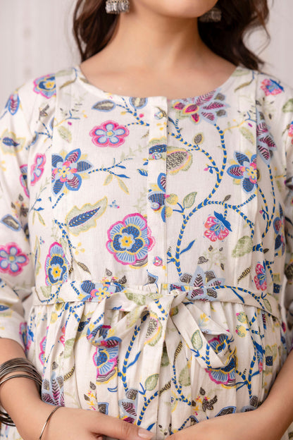 Off White Maternity Dress For Women | LASVINI - Redefining Indian Fashion with Elegance