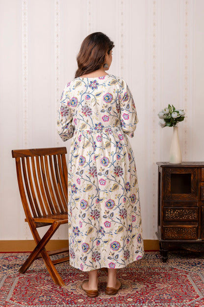 Off White Maternity Dress For Women | LASVINI - Redefining Indian Fashion with Elegance