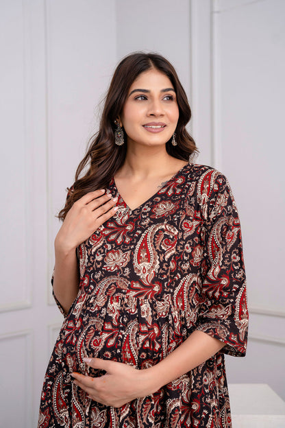 Black Maternity Dress For Women | LASVINI - Redefining Indian Fashion with Elegance
