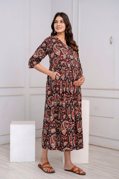 Black Maternity Dress For Women | LASVINI - Redefining Indian Fashion with Elegance