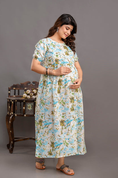 Off White Maternity Dress For Women | LASVINI - Redefining Indian Fashion with Elegance