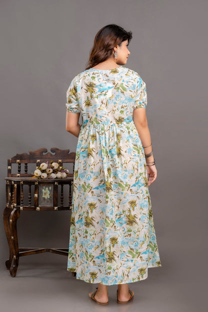 Off White Maternity Dress For Women | LASVINI - Redefining Indian Fashion with Elegance