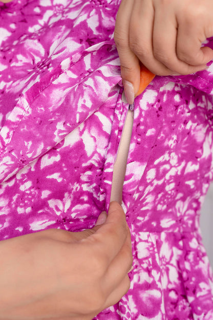 Purple Printed Maternity Dress For Women | LASVINI - Redefining Indian Fashion with Elegance