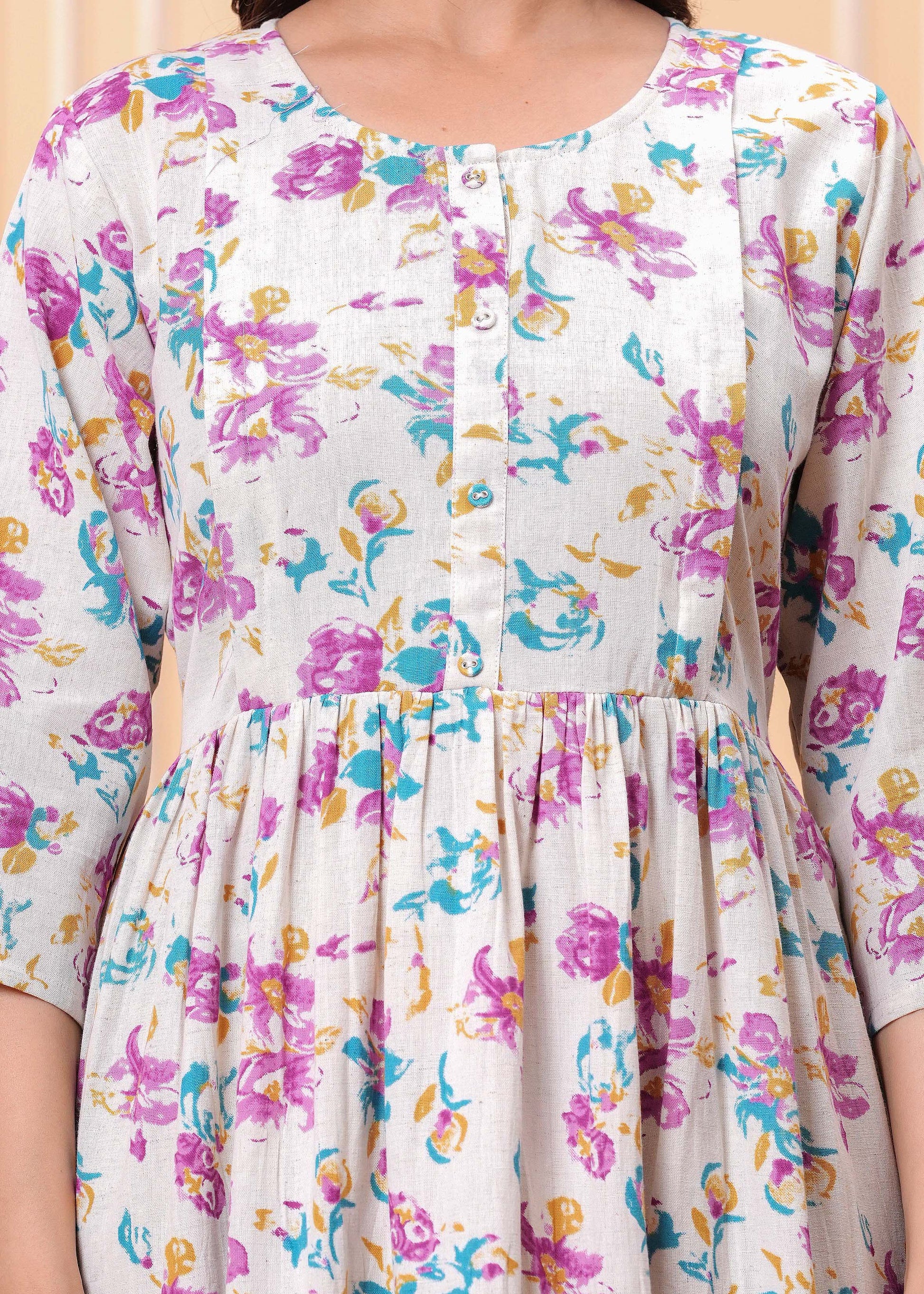 Floral Printed Flared Maternity Dress for Women | LASVINI - Redefining Indian Fashion with Elegance