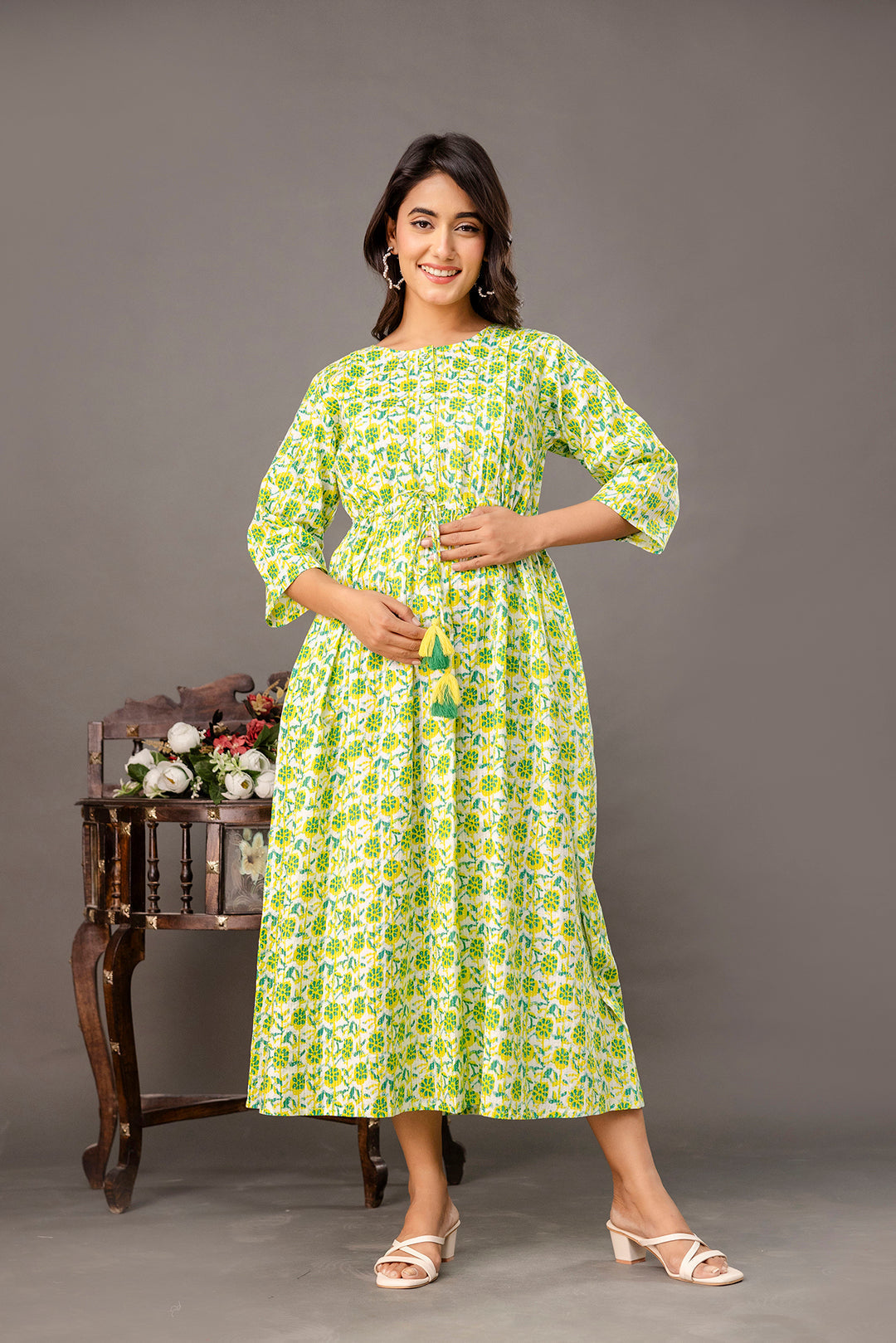 Floral Printed Maternity Dress fro Women | LASVINI - Redefining Indian Fashion with Elegance