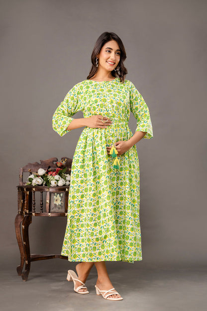 Floral Printed Maternity Dress fro Women | LASVINI - Redefining Indian Fashion with Elegance