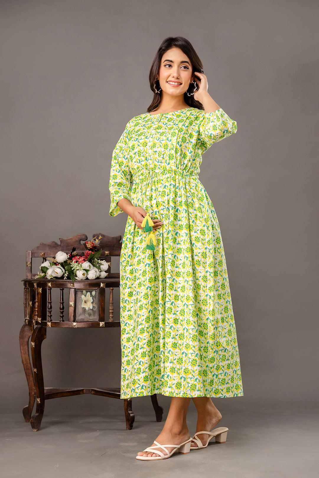 Floral Printed Maternity Dress fro Women | LASVINI - Redefining Indian Fashion with Elegance