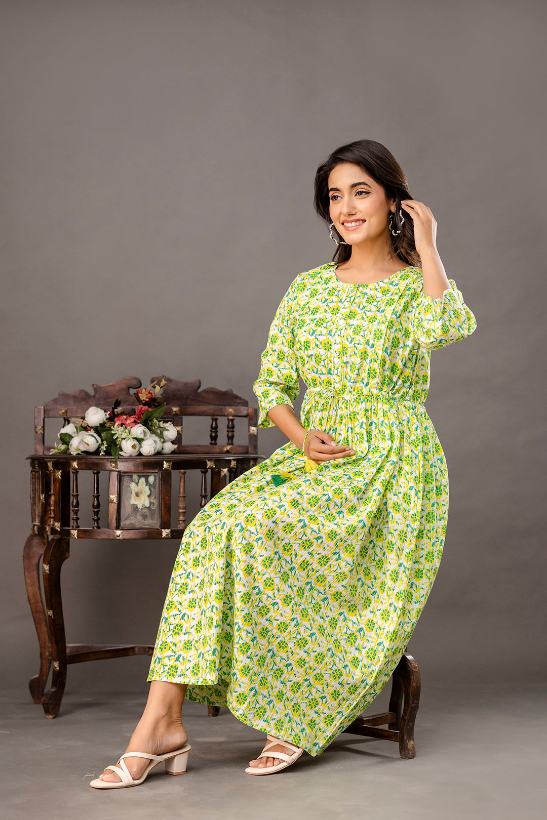 Floral Printed Maternity Dress fro Women | LASVINI - Redefining Indian Fashion with Elegance