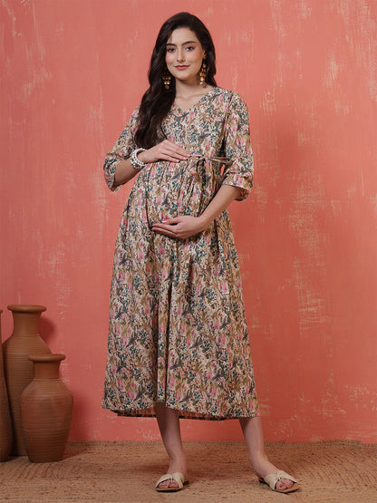 Multicolor Printed Maternity Dress fro Women | LASVINI - Redefining Indian Fashion with Elegance