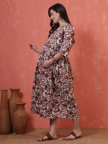 Floral Printed Maternity Dress fro Women | LASVINI - Redefining Indian Fashion with Elegance