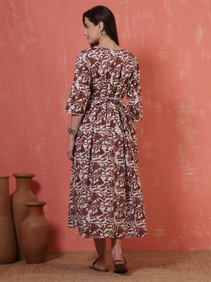 Floral Printed Maternity Dress fro Women | LASVINI - Redefining Indian Fashion with Elegance