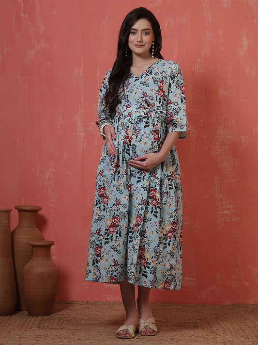 Multicolor Printed Maternity Dress fro Women | LASVINI - Redefining Indian Fashion with Elegance