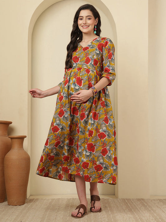 Multicolor Printed Maternity Dress fro Women | LASVINI - Redefining Indian Fashion with Elegance