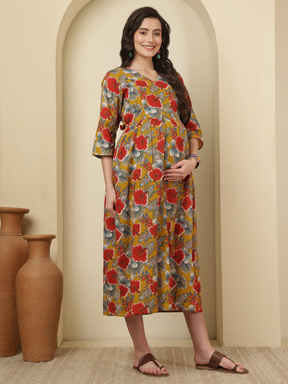 Multicolor Printed Maternity Dress fro Women | LASVINI - Redefining Indian Fashion with Elegance