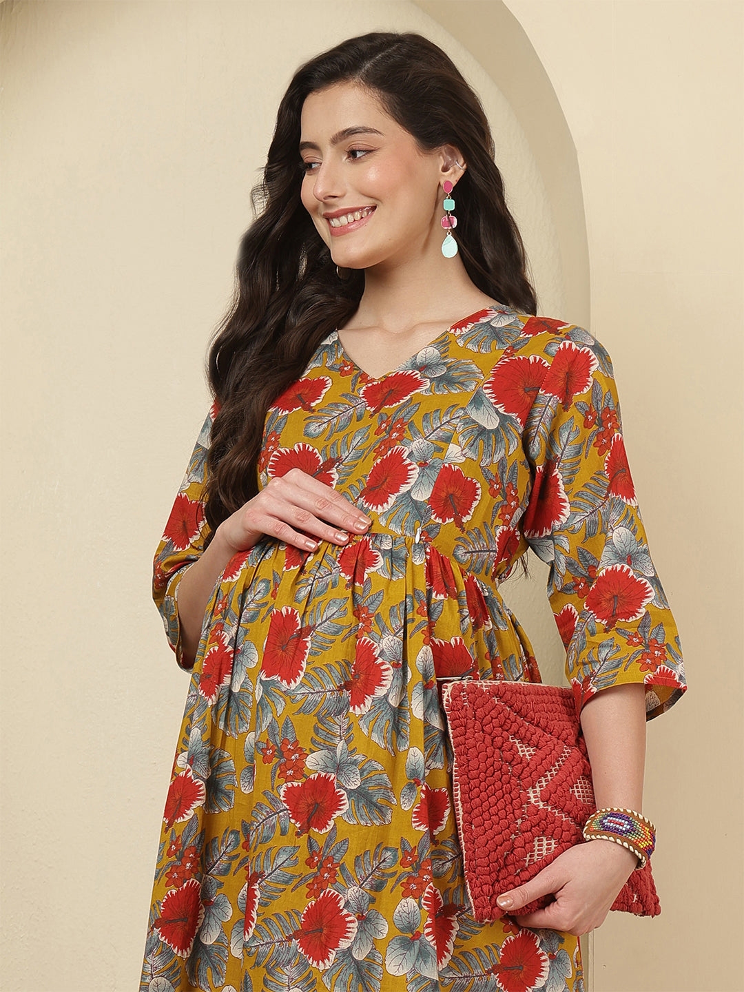 Multicolor Printed Maternity Dress fro Women | LASVINI - Redefining Indian Fashion with Elegance