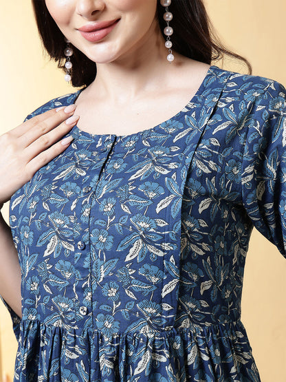 Blue Floral Dress For Women | LASVINI - Redefining Indian Fashion with Elegance