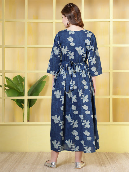 Blue Printed Dress For Women | LASVINI - Redefining Indian Fashion with Elegance