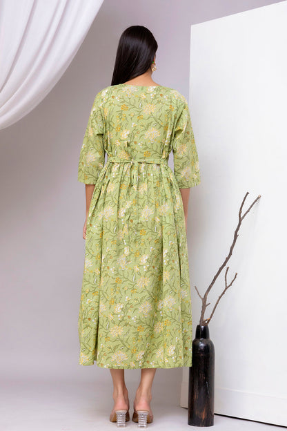 Green Printed Dress for Women | LASVINI - Redefining Indian Fashion with Elegance