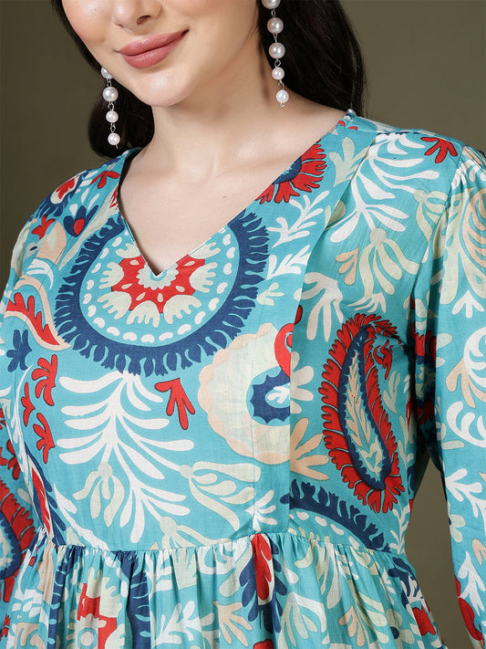 Multicolor Printed Dress for Women | LASVINI - Redefining Indian Fashion with Elegance