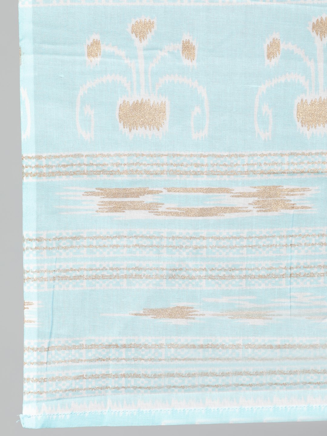 Women Pastel Blue & Gold Printed Straight Kurta With Plazo & Dupatta | LASVINI - Redefining Indian Fashion with Elegance