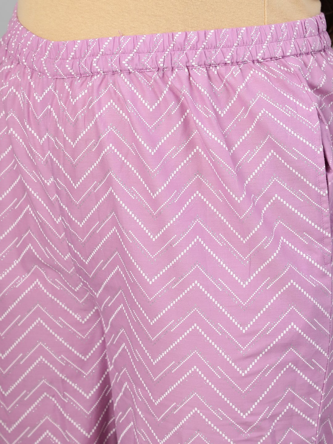 Women Lavender & Glitter Floral Printed Straight Kurta With Plazo & Dupatta | LASVINI - Redefining Indian Fashion with Elegance