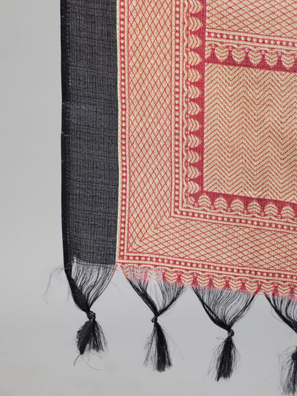 Women Solid Black Dress With Printed Dupatta | LASVINI - Redefining Indian Fashion with Elegance